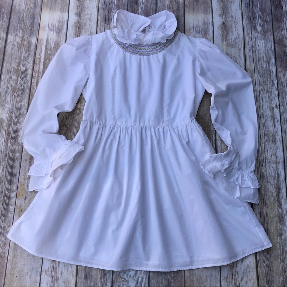 Batsheva white high neck prairie mini dress